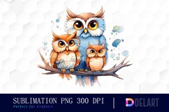 Watercolor Family Of Three Owls Clipart Product Image 1