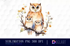 Watercolor Family Of Three Owls Sublimation Graphics Product Image 1