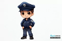Cute Police Officer Boy PNG Clipart Product Image 1