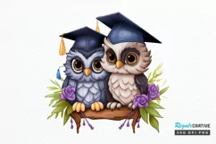 Graduation Owl Friends Sublimation PNG Clipart Product Image 1