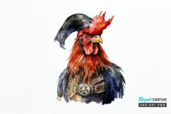 Rooster Pirate Watercolor Sublimation PNG Clipart Product Image 1