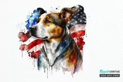 Watercolor Patriotic Dog PNG Clipart Product Image 1