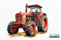 Farm Tractor Watercolor Sublimation PNG Clipart Product Image 1