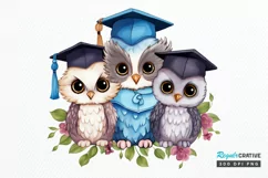 Graduation Owl Friends Sublimation PNG Clipart Product Image 1