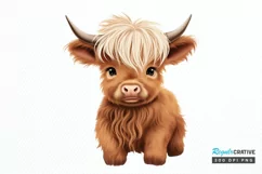 Cute Highland Cow Sublimation PNG Clipart Product Image 1