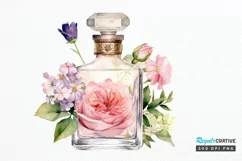 Vintage Perfume Bottles Watercolor PNG Clipart Product Image 1