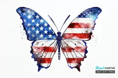 Patriotic American Flag Butterfly PNG Clipart Product Image 1