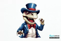 Funny 4th of July T-rex Sublimation PNG Clipart Product Image 1