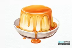 Watercolor Crème Caramel PNG Clipart Product Image 1