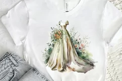 Watercolor Wedding Dress PNG Clipart Product Image 2