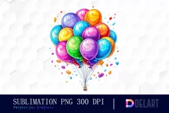 Watercolor Colorful Birthday Balloon PNG Clipart Product Image 1