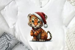Watercolor Christmas Cute Tiger PNG Clipart Product Image 2