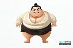 Funny Japanese Sumo Wrestler PNG Clipart Product Image 1