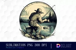 Vintage Fishing Clipart PNG Product Image 1