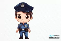 Cute Police Officer Boy PNG Clipart Product Image 1