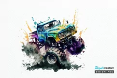 Watercolor Monster Truck PNG Clipart Product Image 1