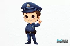 Cute Police Officer Boy PNG Clipart Product Image 1