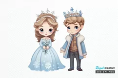 Cute Snow Princess and Prince PNG Clipart Product Image 1