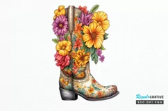 Western Floral Boots Sublimation PNG Clipart Product Image 1