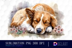Lazy-Dog Sleeping Watercolor Sublimation Art Product Image 1