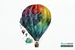 Watercolor Hot Air Balloon PNG Clipart Product Image 1