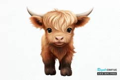 Baby Highland Cow Illustrations PNG Clipart Product Image 1