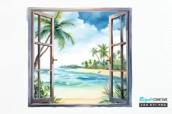 Ocean Window Watercolor PNG Clipart Product Image 1