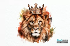 Watercolor King Lion Sublimation PNG Clipart Product Image 1