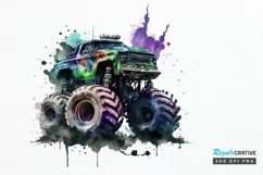 Watercolor Monster Truck PNG Clipart Product Image 1