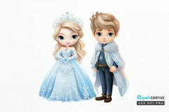 Cute Snow Princess and Prince PNG Clipart Product Image 1