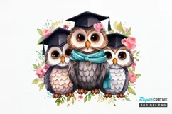 Graduation Owl Friends Sublimation PNG Clipart Product Image 1