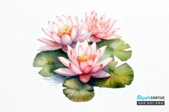 Lotus Flowers Watercolor Sublimation PNG Clipart Product Image 1