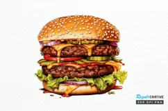 Big Hamburgers Sublimation PNG Clipart Product Image 1