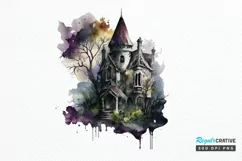 Watercolor Gothic House Clipart PNG Clipart Product Image 1