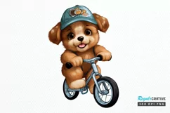 Puppy Riding Bike Sublimation PNG Clipart Product Image 1