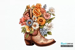 Western Floral Boots Sublimation PNG Clipart Product Image 1