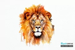 Watercolor Lion Wall Art PNG Clipart Product Image 1