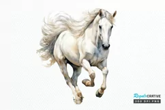 Beautiful White Horse Watercolo PNG Clipart Product Image 1