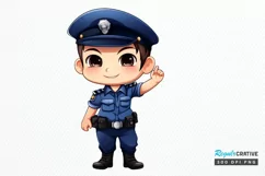 Cute Police Officer Boy PNG Clipart Product Image 1