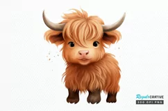 Baby Highland Cow Illustrations PNG Clipart Product Image 1