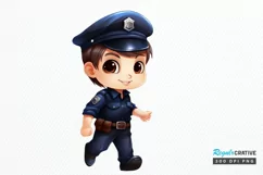 Cute Police Officer Boy PNG Clipart Product Image 1