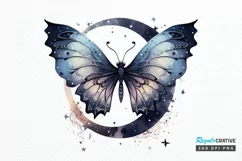 Fairy Night Moth and Moon PNG Clipart Product Image 1