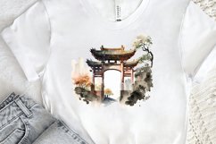 Watercolor Chinese Gate PNG Clipart Product Image 2