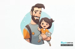 Dad and Daughter Father's Day PNG Clipart Product Image 1