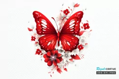 Floral Red Butterfly Couple PNG Clipart Product Image 1
