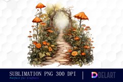 Watercolor Halloween Garden Path Sublimation Clipart Product Image 1