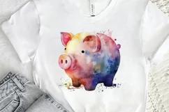 Watercolor Piggy Bank PNG Clipart Product Image 2