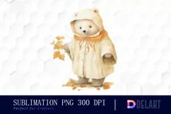 Watercolor Halloween Bear PNG Sublimation Clipart Product Image 1