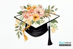 Floral Graduation Caps Sublimation PNG Clipart Product Image 1