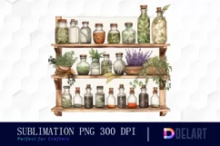 Herbalist Product Shelve Watercolor Clipart Fun Product Image 1
